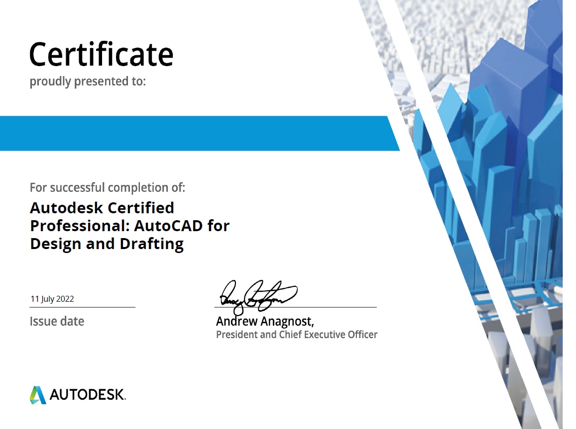 Autodesk Certified Professional — AutoCAD for Design and Drafting