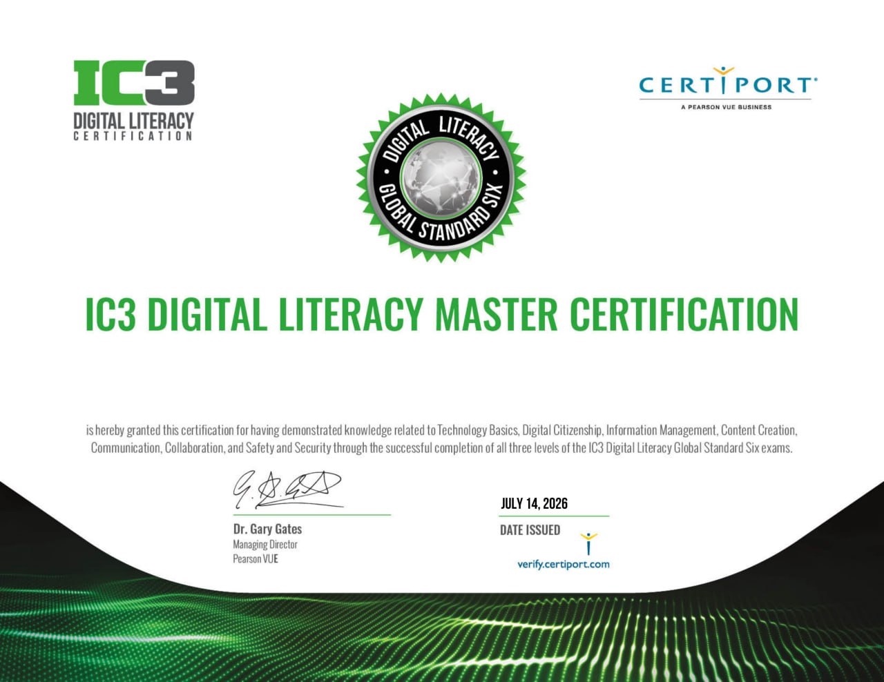 IC3 Digital Literacy Master Certification